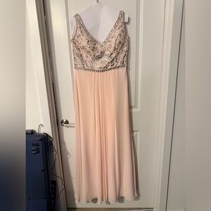 Jovani Blush Beaded Formal Dress